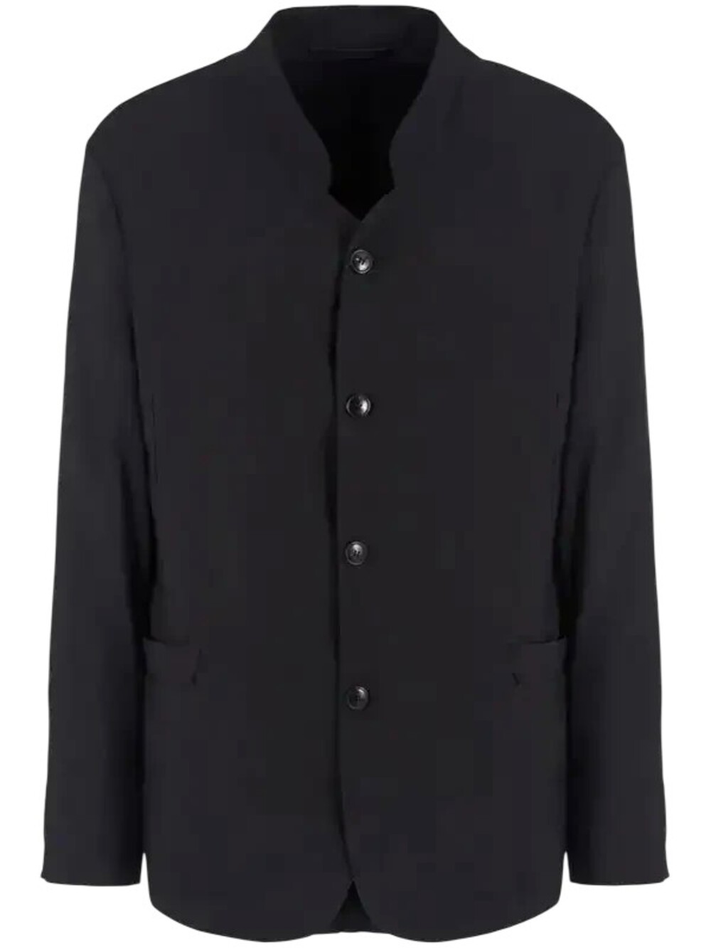 $2595 Giorgio Armani Band Collar Blazer 40 R (50 EU) Black Beauty Lyocell Silk
